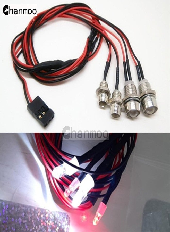 Chanmoo 2Pack 4Leds RC Car LED Lights White Headlights Red Taillight Kit Accessories for RC Buggy Truck Tank Crawler Car SCX10 SCX24 TRX4 TRX6 Slash Rustler Redcat 4WD Traxxas HSP Tamiya Redcat - Image 5
